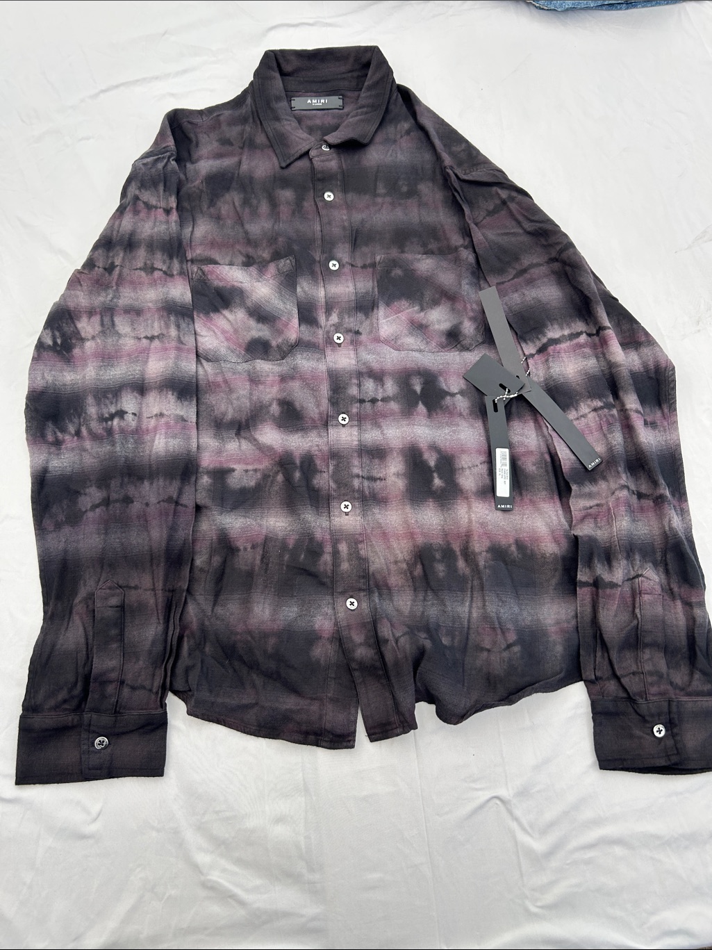 Amiri Black And Purple Tie-Dye Shirt